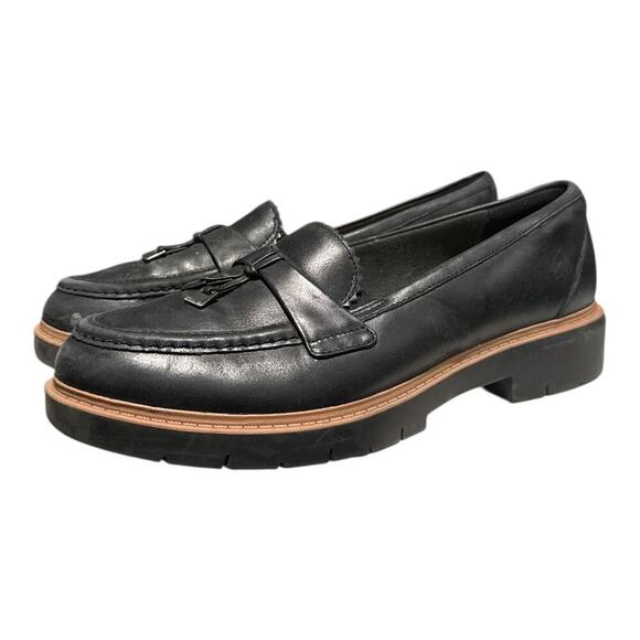 Clark’s Shoes - Clarks Westlynn Bella Loafers Women's 8.5 M Black Leather Comfort Slip On Lug